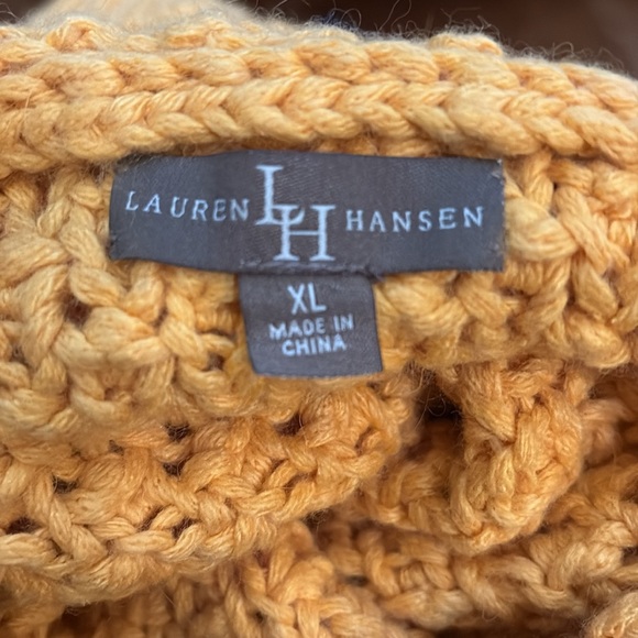 Lauren Hansen Golden Yellow Popcorn Stitch Sweater with Sculptural Collar XL - Picture 8 of 11